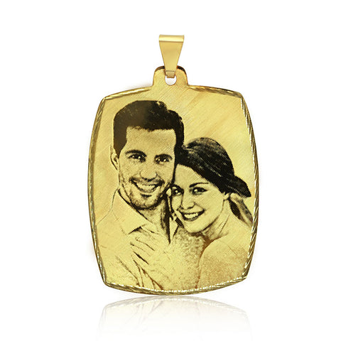 N1 Photo Engraved onto Gold Pendant Ellipsoid L 38 mm. X W 32 mm.