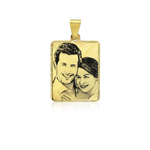 N11 Photo Engraved onto Gold Pendant Rectangle L 26 mm. X W 18 mm.