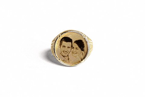 Photo Engraved on Gold Ring Circle